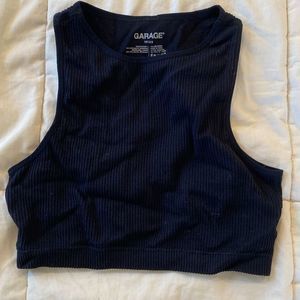 Garage Womens XS X-Small Black Tank Crop Top Sport Bra